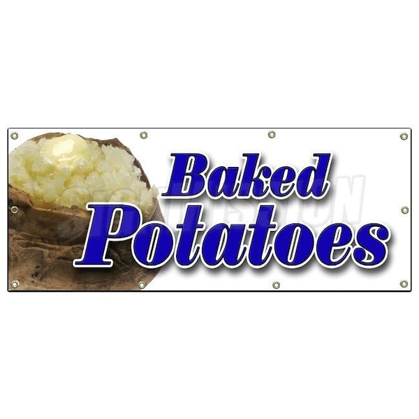 Baked Potatoes Banner Heavy Duty 13 Oz Vinyl with Grommets